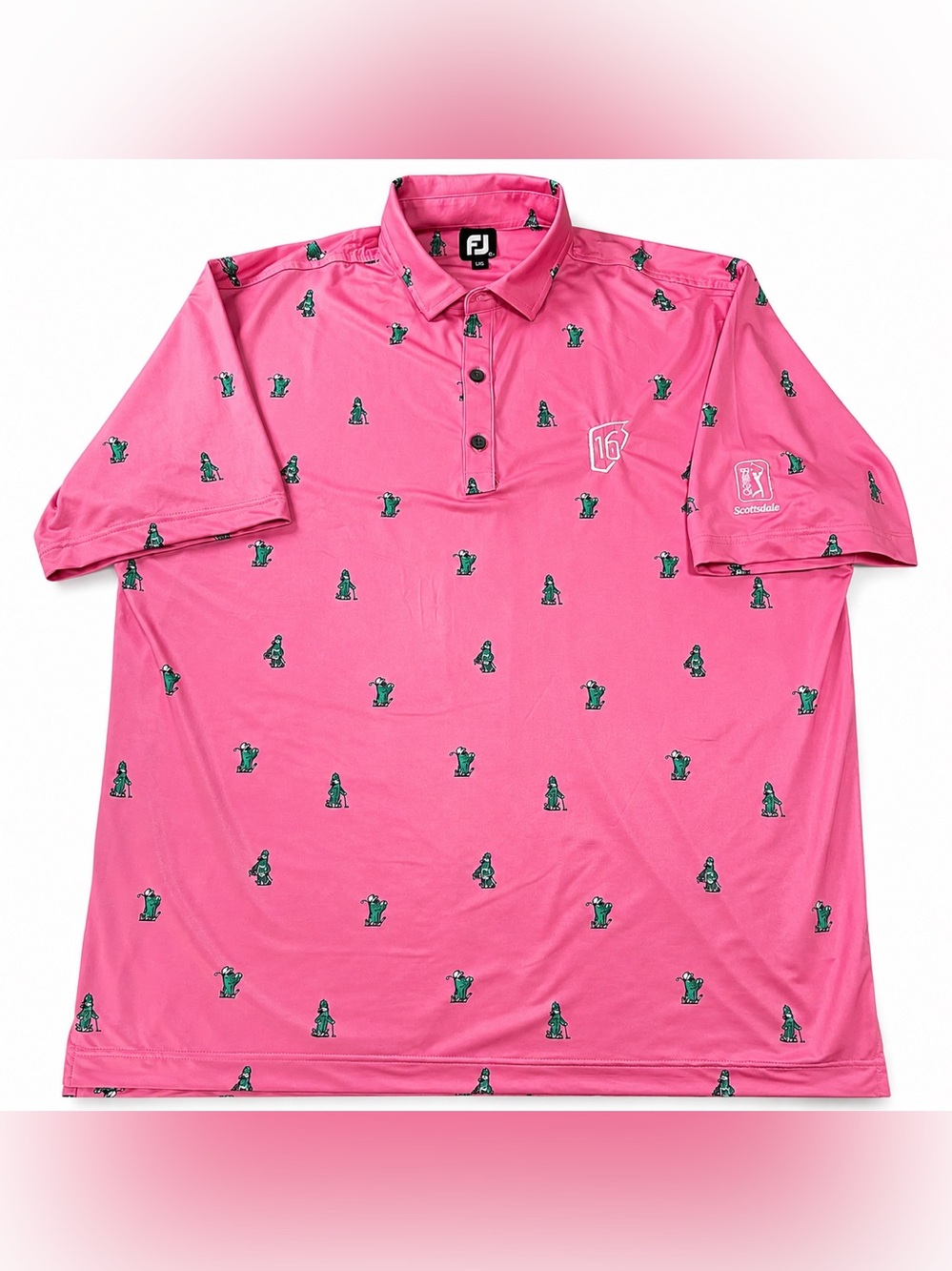 TPC Scottsdale 16th Hole FootJoy Golf Polo Men’s L Pink Cactus Print